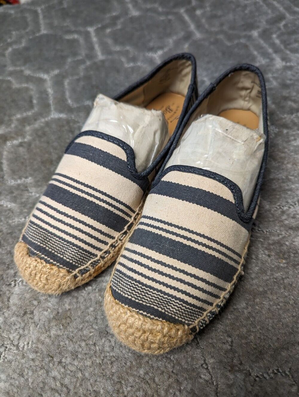 Bass Striped Canvas espadrille Loafers WOMENS SIZE 6.5 Cream Navy flats nautical